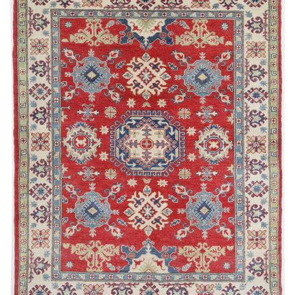 Kazak 5' 0" X 6' 4" Hand Knotted Wool Rug 5' 0" X 6' 4" (152 X 193) / Red / Wool