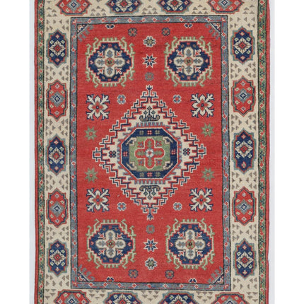 Kazak 2' 7" X 3' 10" Hand Knotted Wool Rug 2' 7" X 3' 10" (79 X 117) / Red / Wool