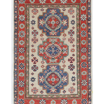 Kazak 1' 11" X 2' 11" Hand Knotted Wool Rug 1' 11" X 2' 11" (59 X 89) / Ivory / Wool