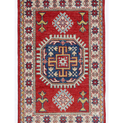 Kazak 1' 10" X 2' 11" Hand Knotted Wool Rug 1' 10" X 2' 11" (56 X 89) / Red / Wool