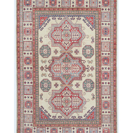 Kazak 5' 5" X 8' 2" Hand Knotted Wool Rug 5' 5" X 8' 2" (165 X 249) / Ivory / Wool
