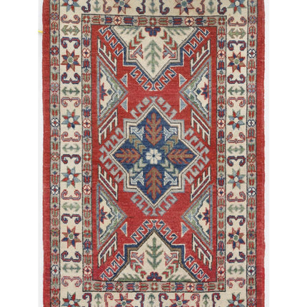 Kazak 2' 7" X 4' 1" Hand Knotted Wool Rug 2' 7" X 4' 1" (79 X 124) / Red / Wool