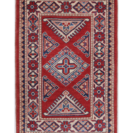 Kazak 2' 0" X 3' 1" Hand Knotted Wool Rug 2' 0" X 3' 1" (61 X 94) / Red / Wool