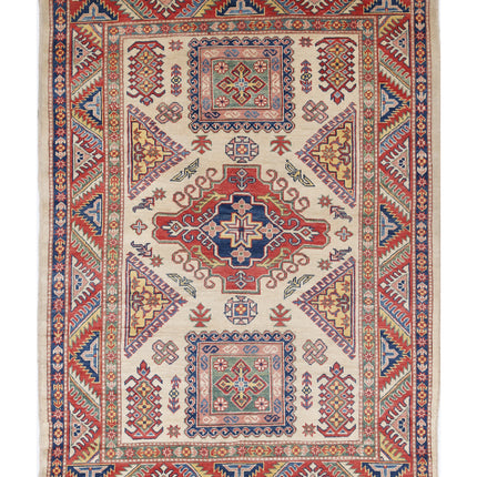 Kazak 4' 9" X 6' 7" Hand Knotted Wool Rug 4' 9" X 6' 7" (145 X 201) / Ivory / Wool