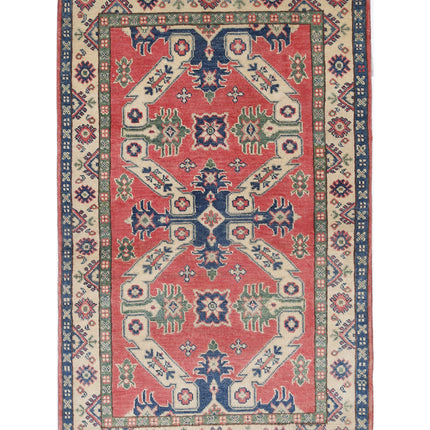 Kazak 2' 10" X 4' 8" Hand Knotted Wool Rug 2' 10" X 4' 8" (86 X 142) / Red / Wool