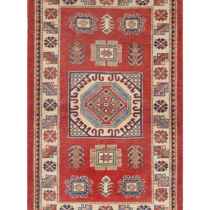 Kazak 3' 0" X 4' 8" Hand Knotted Wool Rug 3' 0" X 4' 8" (91 X 142) / Red / Wool