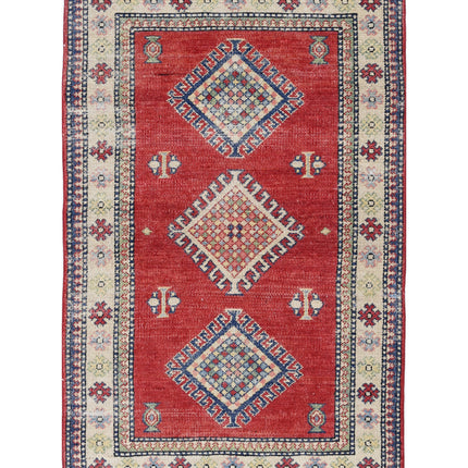 Kazak 2' 10" X 4' 8" Hand Knotted Wool Rug 2' 10" X 4' 8" (86 X 142) / Red / Wool
