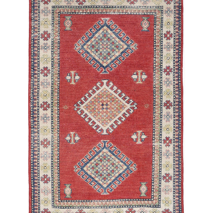 Kazak 2' 10" X 4' 7" Hand Knotted Wool Rug 2' 10" X 4' 7" (86 X 140) / Red / Wool