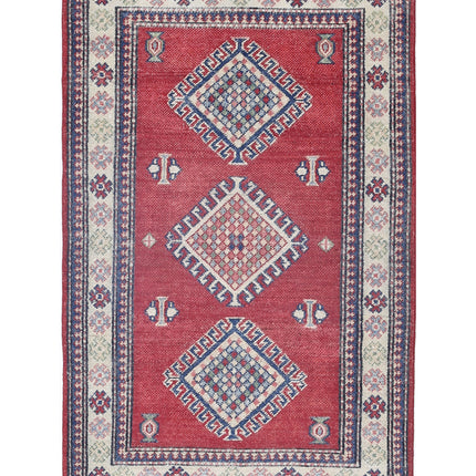 Kazak 2' 10" X 4' 8" Hand Knotted Wool Rug 2' 10" X 4' 8" (86 X 142) / Red / Wool