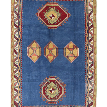 Kazak 7' 4" X 10' 10" Hand Knotted Wool Rug 7' 4" X 10' 10" (223 X 330) / Blue / Wool