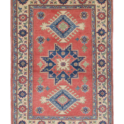 Kazak 3' 3" X 4' 8" Hand Knotted Wool Rug 3' 3" X 4' 8" (99 X 142) / Red / Wool
