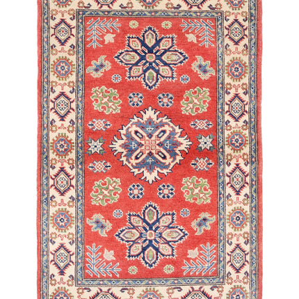 Kazak 3' 0" X 4' 11" Hand Knotted Wool Rug 3' 0" X 4' 11" (91 X 150) / Red / Wool