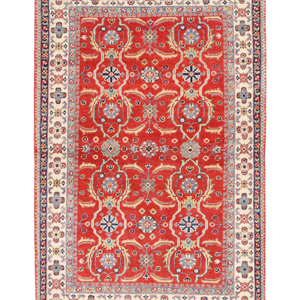 Kazak 3' 1" X 4' 9" Hand Knotted Wool Rug 3' 1" X 4' 9" (94 X 145) / Red / Wool