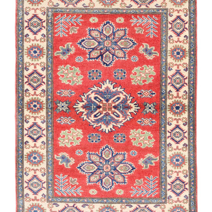 Kazak 3' 3" X 4' 7" Hand Knotted Wool Rug 3' 3" X 4' 7" (99 X 140) / Red / Wool