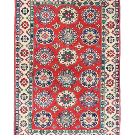 Kazak 3' 3" X 4' 11" Hand Knotted Wool Rug 3' 3" X 4' 11" (99 X 150) / Red / Wool