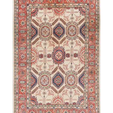 Kazak 6' 5" X 9' 8" Hand Knotted Wool Rug 6' 5" X 9' 8" (196 X 295) / Ivory / Wool