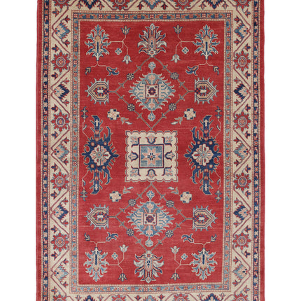 Kazak 5' 0" X 7' 9" Hand Knotted Wool Rug 5' 0" X 7' 9" (152 X 236) / Red / Wool