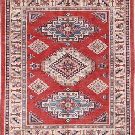 Kazak 4' 11" X 6' 0" Hand Knotted Wool Rug 4' 11" X 6' 0" (150 X 183) / Red / Wool