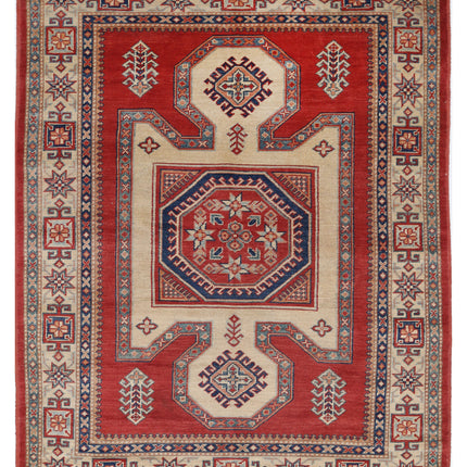 Kazak 4' 11" X 6' 5" Hand Knotted Wool Rug 4' 11" X 6' 5" (150 X 196) / Red / Wool