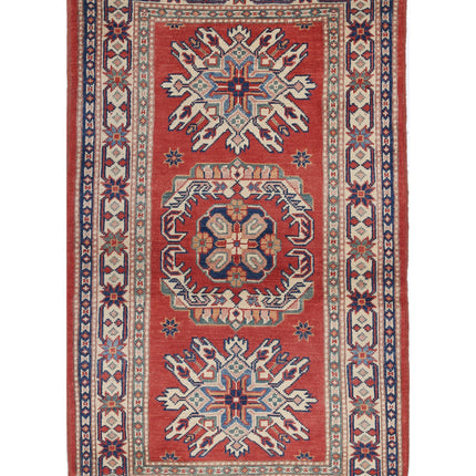 Kazak 2' 11" X 4' 11" Hand Knotted Wool Rug 2' 11" X 4' 11" (89 X 150) / Red / Wool