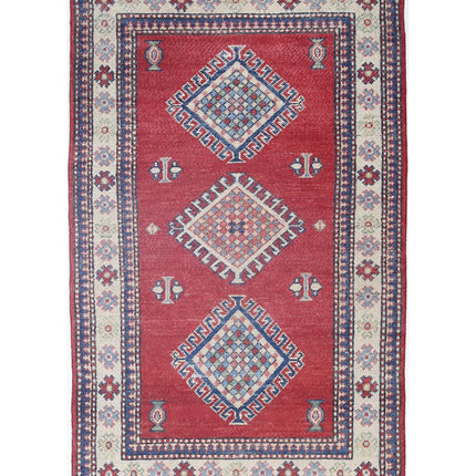 Kazak 2' 1" X 4' 11" Hand Knotted Wool Rug 2' 1" X 4' 11" (63 X 150) / Red / Wool