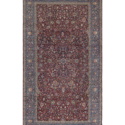 Kerman 10' 8" X 20' 2" Hand Knotted Wool Rug 10' 8" X 20' 2" (325 X 615) / Burgundy / Wool