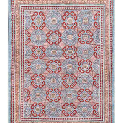 Khotan 5' 0" X 6' 9" Hand Knotted Wool Rug 5' 0" X 6' 9" (152 X 206) / Blue / Wool