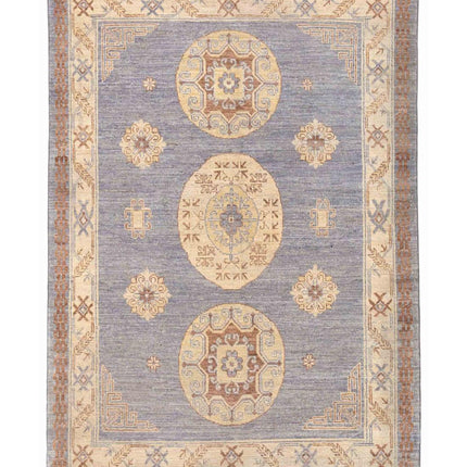 Khotan 4' 7" X 6' 5" Hand Knotted Wool Rug 4' 7" X 6' 5" (140 X 196) / Grey / Wool
