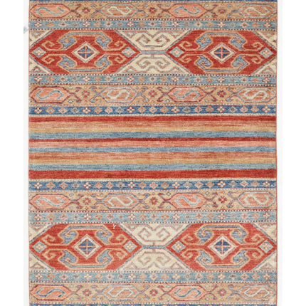 Khurjeen 3' 6" X 4' 9" Hand Knotted Wool Rug 3' 6" X 4' 9" (107 X 145) / Multi / Wool