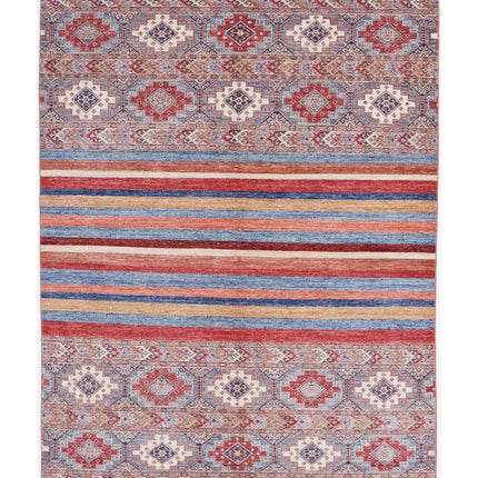 Khurjeen 5' 6" X 7' 7" Hand Knotted Wool Rug 5' 6" X 7' 7" (168 X 231) / Multi / Wool