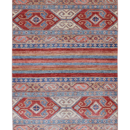 Khurjeen 3' 2" X 4' 9" Hand Knotted Wool Rug 3' 2" X 4' 9" (97 X 145) / Multi / Wool