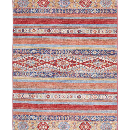 Khurjeen 4' 1" X 6' 0" Hand Knotted Wool Rug 4' 1" X 6' 0" (124 X 183) / Multi / Wool