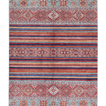Khurjeen 5' 9" X 7' 10" Hand Knotted Wool Rug 5' 9" X 7' 10" (175 X 239) / Multi / Wool