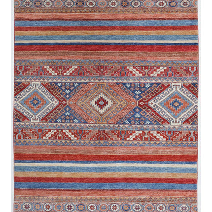Khurjeen 5' 1" X 6' 6" Hand Knotted Wool Rug 5' 1" X 6' 6" (155 X 198) / Multi / Wool