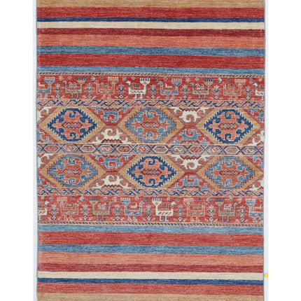 Khurjeen 4' 0" X 5' 9" Hand Knotted Wool Rug 4' 0" X 5' 9" (122 X 175) / Multi / Wool