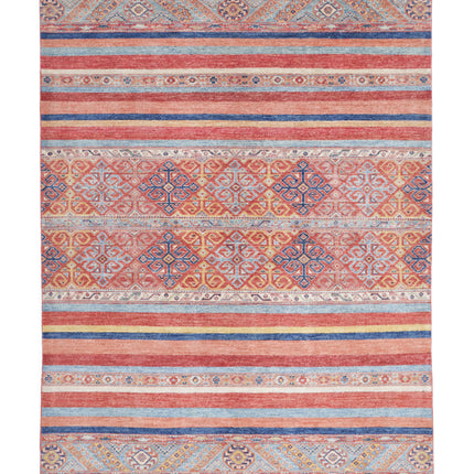 Khurjeen 5' 7" X 8' 1" Hand Knotted Wool Rug 5' 7" X 8' 1" (170 X 246) / Red / Wool