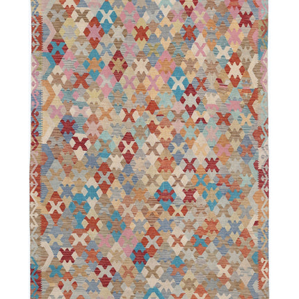 Maimana Kilim 6' 6" X 9' 5" Hand Knotted Wool Kilim 6' 6" X 9' 5" (198 X 287) / Multi / Wool