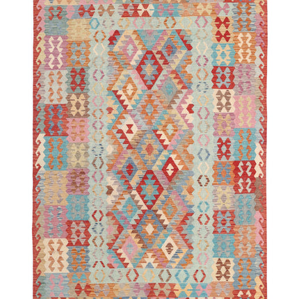 Maimana Kilim 6' 7" X 9' 9" Hand Knotted Wool Kilim 6' 7" X 9' 9" (201 X 297) / Multi / Wool
