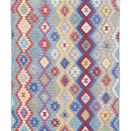 Maimana Kilim 5' 5" X 7' 8" Hand Knotted Wool Kilim 5' 5" X 7' 8" (165 X 234) / Multi / Wool