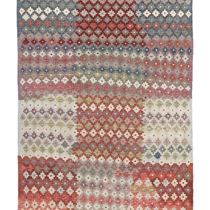 Maimana Kilim 5' 6" X 7' 10" Hand Knotted Wool Kilim 5' 6" X 7' 10" (168 X 239) / Multi / Wool