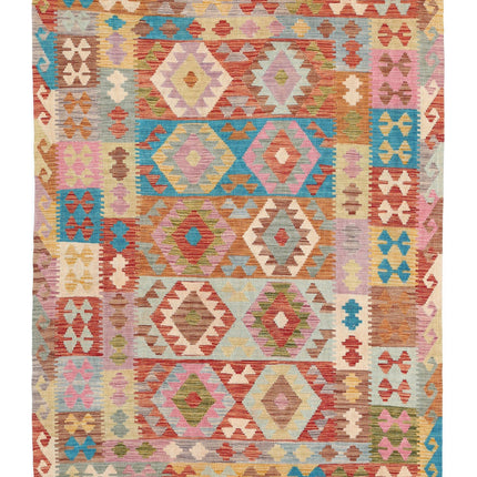 Maimana Kilim 4' 10" X 6' 6" Hand Knotted Wool Kilim 4' 10" X 6' 6" (147 X 198) / Multi / Wool
