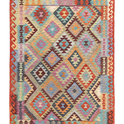 Maimana Kilim 4' 9" X 6' 6" Hand Knotted Wool Kilim 4' 9" X 6' 6" (145 X 198) / Multi / Wool