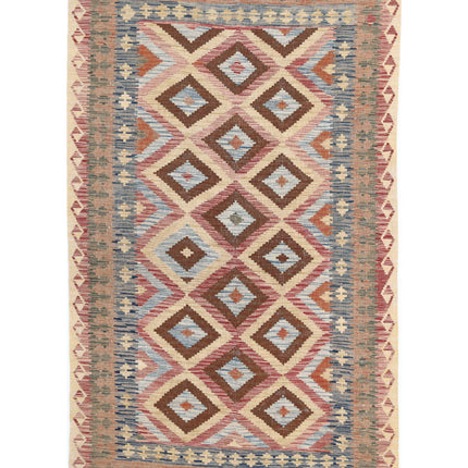 Maimana Kilim 4' 10" X 7' 9" Hand Knotted Wool Kilim 4' 10" X 7' 9" (147 X 236) / Red / Wool