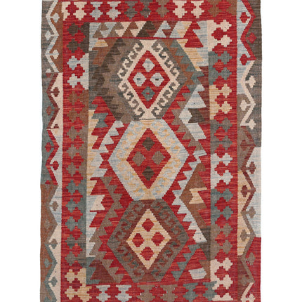 Maimana Kilim 3' 2" X 4' 10" Hand Knotted Wool Kilim 3' 2" X 4' 10" (97 X 147) / Multi / Wool
