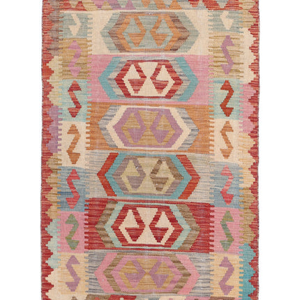 Maimana Kilim 2' 8" X 4' 2" Hand Knotted Wool Kilim 2' 8" X 4' 2" (81 X 127) / Multi / Wool