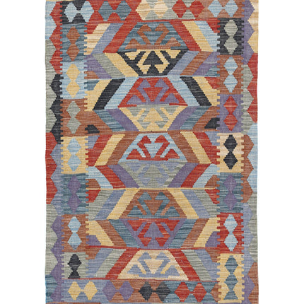 Maimana Kilim 2' 6" X 4' 2" Hand Knotted Wool Kilim 2' 6" X 4' 2" (76 X 127) / Multi / Wool