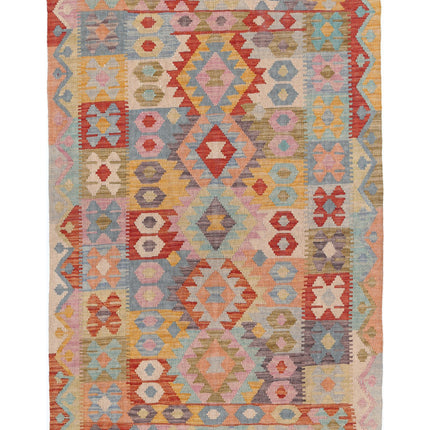 Maimana Kilim 3' 4" X 4' 10" Hand Knotted Wool Kilim 3' 4" X 4' 10" (101 X 147) / Multi / Wool