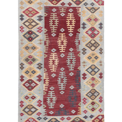 Maimana Kilim 3' 9" X 6' 1" Hand Knotted Wool Kilim 3' 9" X 6' 1" (114 X 185) / Rust / Wool