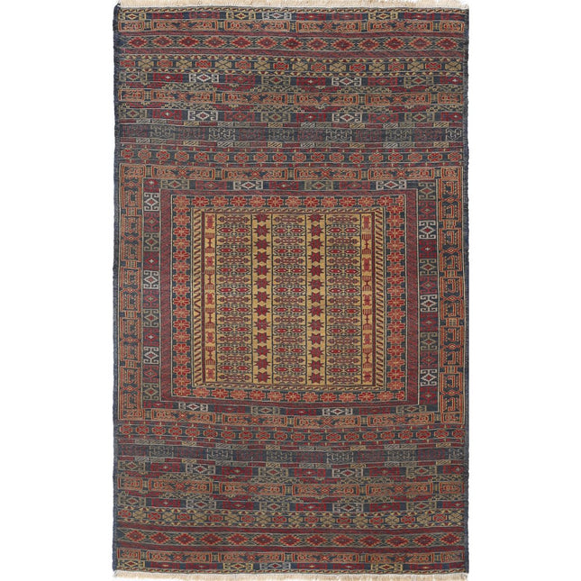 Maliki Kilim Hand-Woven Wool Kilim IVA0006917 - Natalia Rugs