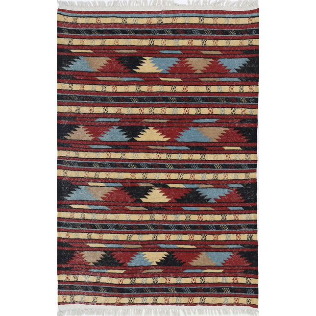 Maliki Kilim Hand-Woven Wool Kilim IVA0006928 - Natalia Rugs